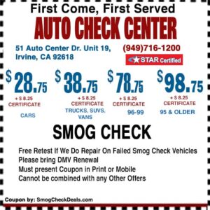 Smog Check Coupon Irvine